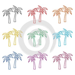 Palm Tree Silhouette icon, color icons set