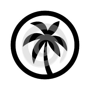 Palm tree silhouette icon illustration black on white background