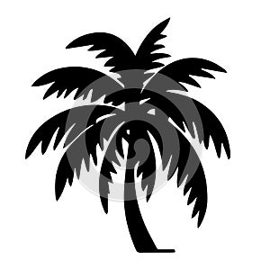 Palm tree silhouette icon illustration black on white background