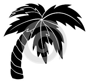 Palm tree silhouette icon. Vector illustration isolated on white background