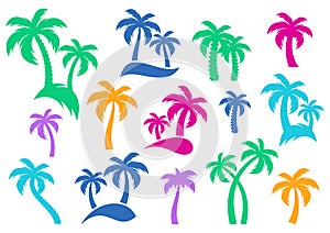 Palm tree silhouette icons