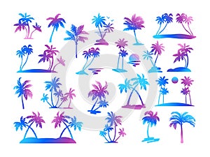 Palm tree silhouette set.