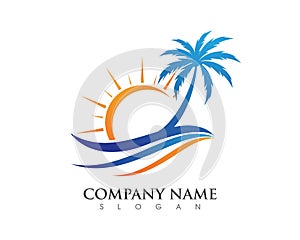 Palm tree summer logo template