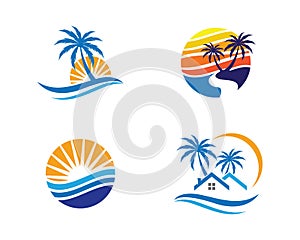 Palm tree summer logo template