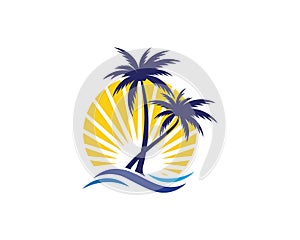 Palm tree summer logo template