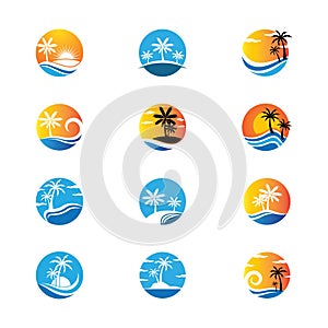 Palm tree summer vector icon