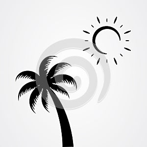 Palm tree and the sun vector illustration