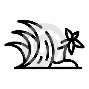Palm tree tsunami icon, outline style