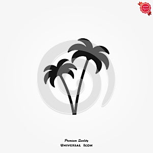 Palm tree vector icon on white background
