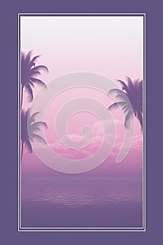 palm trees on the beach at sunset with a purple sky in the background