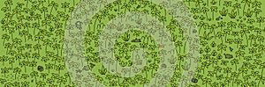 Palm trees forest pattern background. Find treasures in the forest. Hand drawn vector. All over print. Banner. Green photo