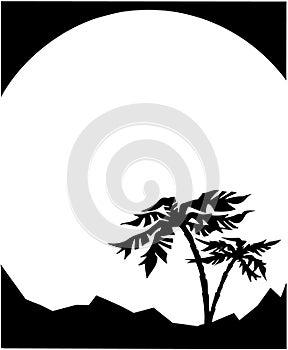 Palm trees island template Cartoon Vector Clipart