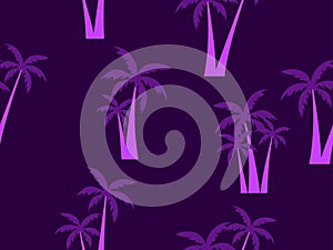 Palm trees seamless pattern, violet color. Tropical jungle, exotic background for advertising, postcards, poster and banner.