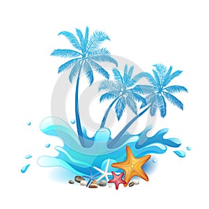 Palm trees with splash