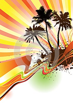 Palm trees with text area Vector