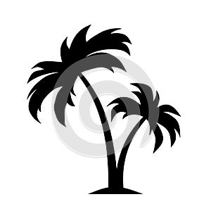 Palm trees. Vector black silhouette.