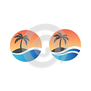 Palma tropicale isola un il mare O Oceano onda cerchio designazione dell'organizzazione o istituzione progetto 