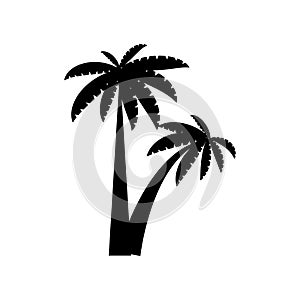 palm tropical tree set icons black silhouette illustration isolated on white