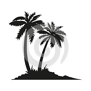 palm tropical tree set icons black silhouette illustration isolated on white