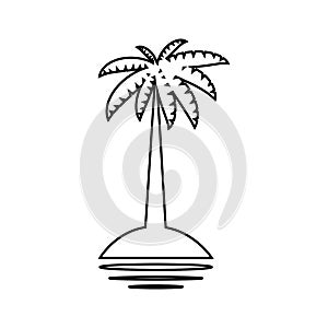 palm tropical tree set icons black silhouette illustration isolated on white