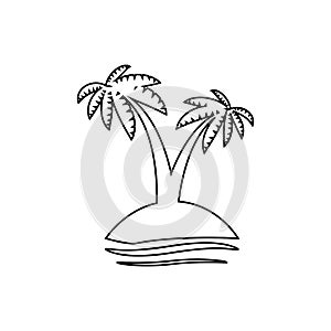 palm tropical tree set icons black silhouette illustration isolated on white