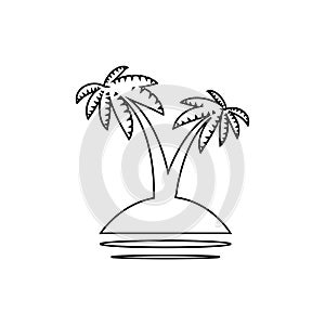 palm tropical tree set icons black silhouette illustration isolated on white