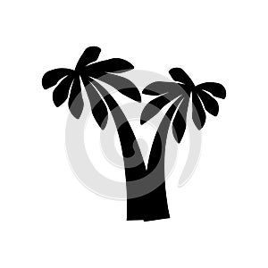 palm tropical tree set icons black silhouette illustration isolated on white