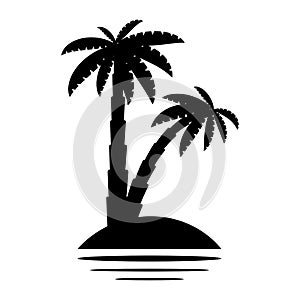 palm tropical tree set icons black silhouette illustration isolated on white