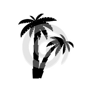 palm tropical tree set icons black silhouette illustration isolated on white