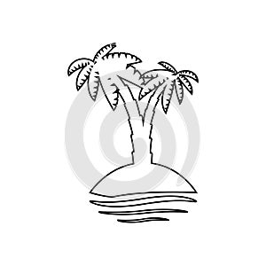 palm tropical tree set icons black silhouette illustration isolated on white