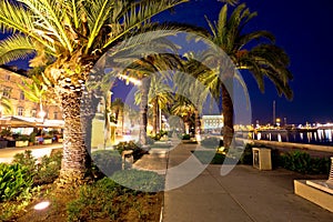 Palm waterfront of Split evening view