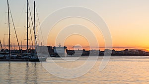 Palma de Mallorca Cathedral from the coast & wake up time lapse