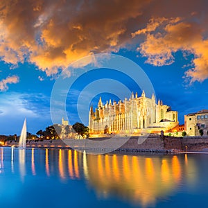 Palma de Mallorca Cathedral Seu sunset Majorca photo