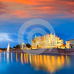 Palma de Mallorca Cathedral Seu sunset Majorca photo