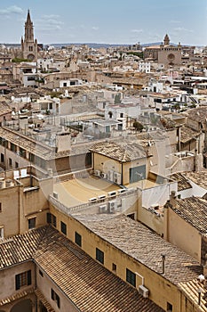 Palma de Mallorca old town viewed from the cathedral. Balearic