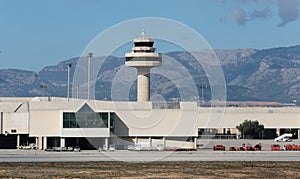 Palma de mallorca side view Airport and control tower