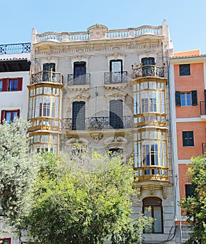 Palma de Mallorca, Spain. The historical buildings and houses in the old city center