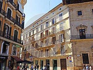 Palma de Mallorca, Spain. The historical buildings and houses in the old city center