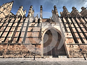 Palma de Mallorca, Spain. La Seu - the famous medieval gothic catholic cathedral in the capital of the island