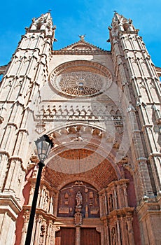 Palma, Mallorca, Majorca, Balearic Islands, Spain, La Seu, cathedral, church, decoration, Saint Mary, rose window