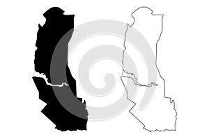Palmas City Federative Republic of Brazil, Tocantins State map vector illustration, scribble sketch City of Palmas map photo