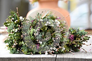 Palmbuschen - sticks decorated with various twigs, catkins, crÃÂªpe paper photo