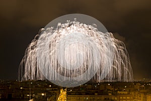 Palmera of the Virgin on the night of the Alborada in Elche