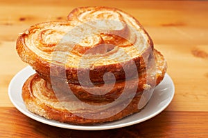 Palmier pastries on plate