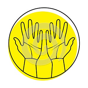 Palmist / palmistry with two human hands flat colour icon fo apps or websites