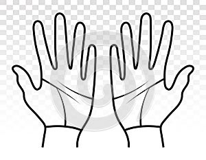 Palmist / palmistry with two human hands line art icon fo apps or websites