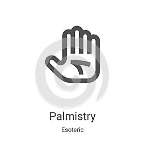 palmistry icon vector from esoteric collection. Thin line palmistry outline icon vector illustration. Linear symbol for use on web