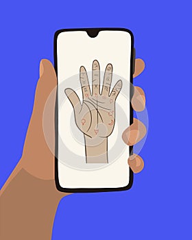 Palmistry online vector isolated illustration.