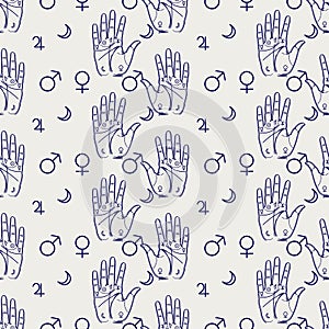 Palmistry seamless pattern