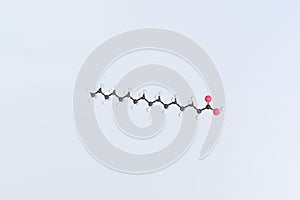 Palmitic acid molecule made with balls, isolated molecular model. 3D rendering